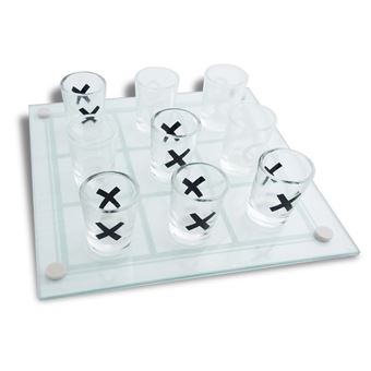 Morpion à boire en verre avec 9 verres shooter - 1