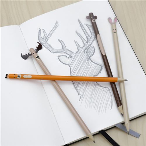 KIKKERLD S/4 CRAYON ANIMAUX FORET