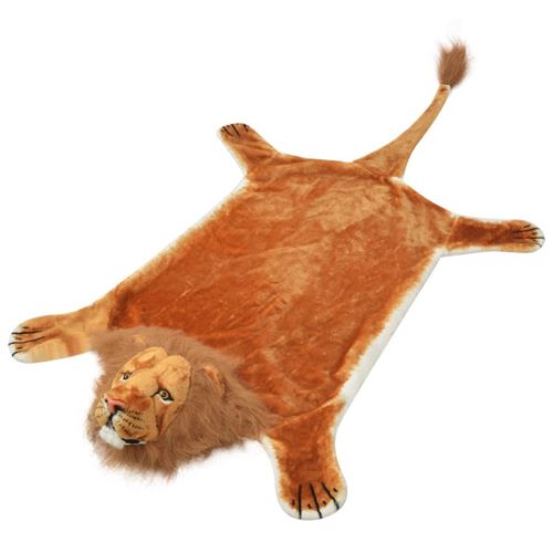 vidaXL Tapis en peluche en forme de lion 205 cm Marron