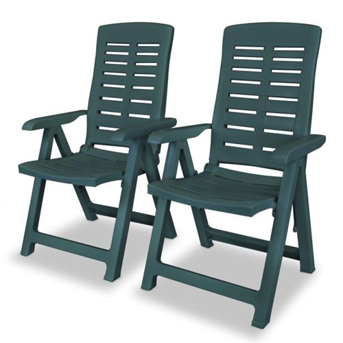 Vidaxl Vert Chaises Inclinables Jardin Plastique - Lot De 2 - Image 3
