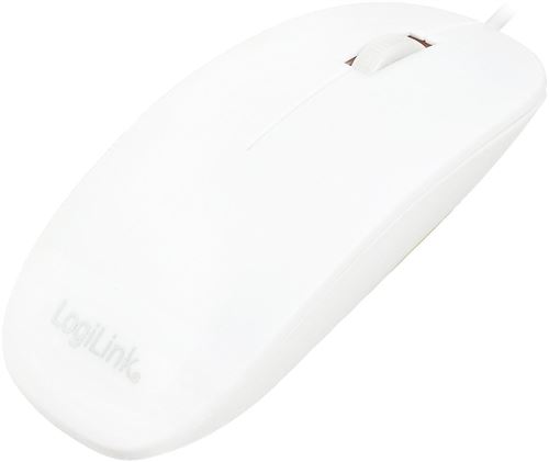 LogiLink Slim - Souris - droitiers et gauchers - optique - 3 boutons - filaire - USB - blanc