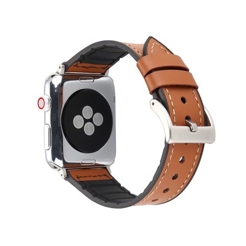 Bracelet en PU enduit souple marron foncé pour votre Apple Watch Series 4 44mm/Series 3 2 1 42mm