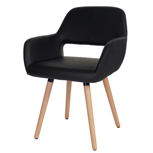 Chaise de salle à manger Altena II, fauteuil similicuir, noir