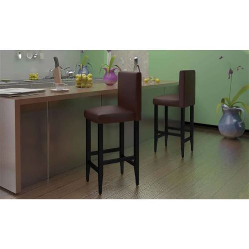 Tabourets de bar 6 pcs Marron fonc&eacute; Similicuir Vidaxl Marron fonc&eacute;
