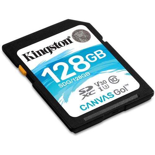 Kingston Tarjeta SD -( SDG/128GB ) SD Canvas Go! Idéal pour les Appareils Photos DSLR; les Drones et Autres Appareils Compatibles avec les Cartes SD