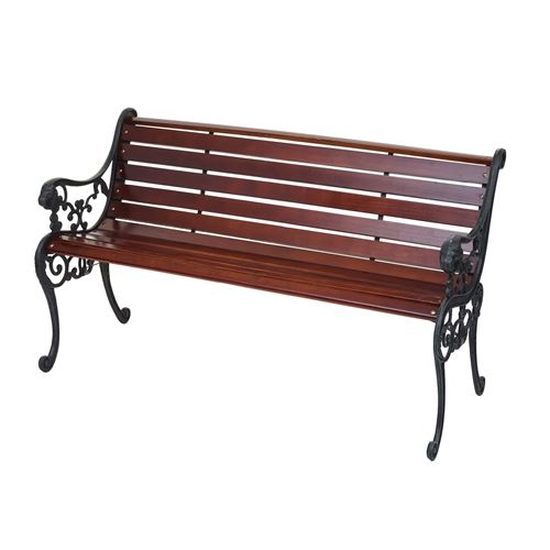 Banc de jardin HWC-F98, banc du parc, banquette en bois ~ 2 places, 125cm marron