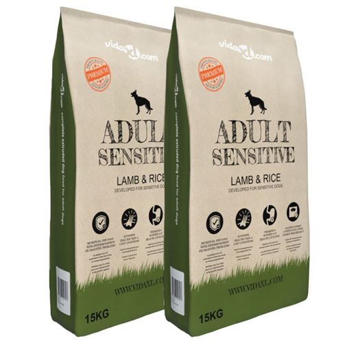 Meilleurs prix pour vidaXL Nourriture pour chiens Adult Sensitive Lamb & Rice 2 pcs 30 kg