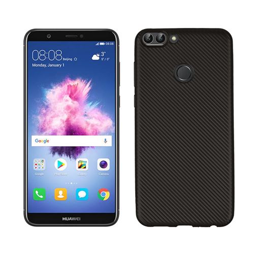 Coque en TPU fibre de carbone doux noir pour votre Huawei P Smart/Enjoy 7S