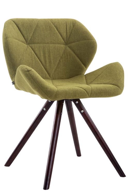 Chaise de salle à manger Tyler tissu pieds ronds avec piètement en bois de Chêne Cappuccino - Siège Vert