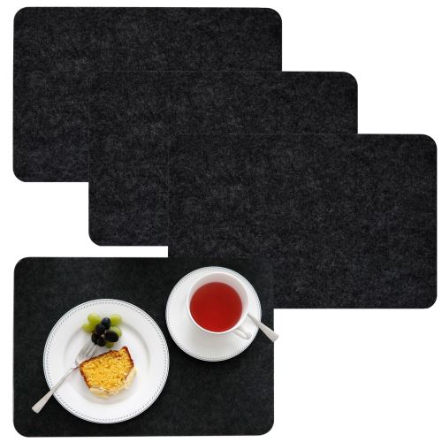 DuneDesign Set de Table en feutre artificiel 4 pièces 43x30x0,5cm Anthracite