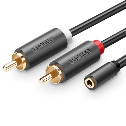 cable audio cable ugreen mini jack 3,5 mm (femelle) 2rca (male) 25 cm gris (av102 10561)