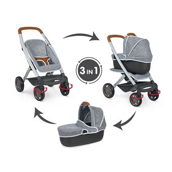 Poussette Bebe Smoby Confort 3 En 1 Gris Poussette De Poupee Achat Prix Fnac