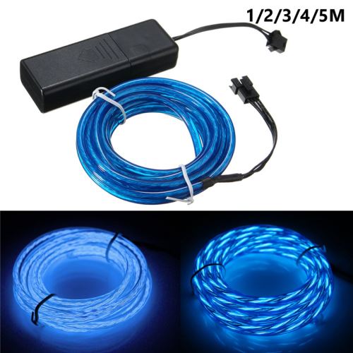 LED Neon Light Intérieur Atmosphère Glow EL dénudage Tube Bar + contrôle de la batterie 5 M | bleu glace