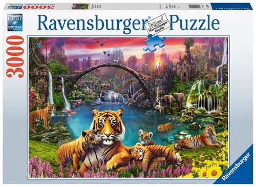 Puzzle 3000 pieces - Tigres au lagon
