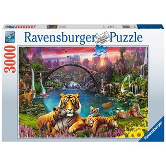 Puzzle  3000 pieces - Tigres au lagon - 1