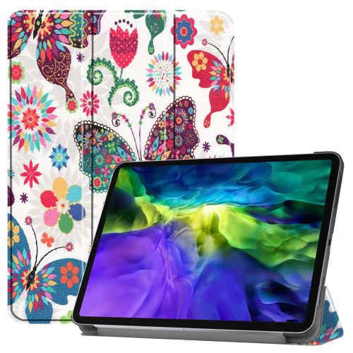 Etui en PU + TPU surface d'impression avec support tri-pliure papillons et fleurs pour votre Apple iPad Pro 11 pouces (2020)