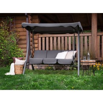 32 70 Sur Beliani Balancelle De Jardin 3 Places Grise Garbo