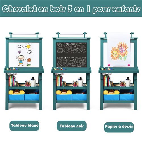 Chevalet Pour Enfants 3 En 1 Tableau De Dessin Magnétique Double Faces (tableau  Blanc + Tableau Noir) à Prix Carrefour