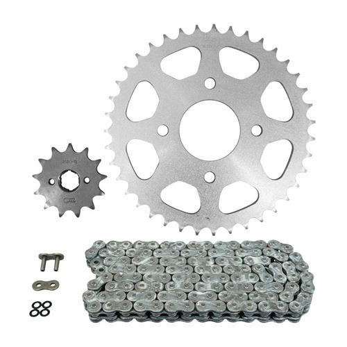 Kit chaine adaptable honda 125 ca rebel 1995+2000 520 13x39 (diam couronne 58-90-10.5) (demultiplication origine) -afam-