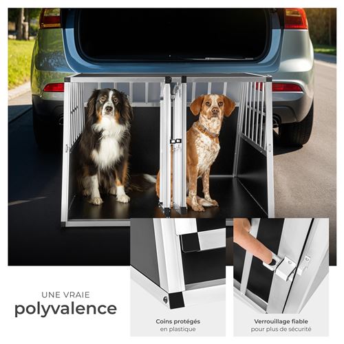 Tectake Cage De Transport Pour Chien Double En Aluminium 104 Cm X 905 Cm X 69 Cm Noir