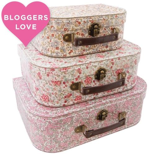 Sass & Belle Lot de 3 valises de rangement vintage Motif floral
