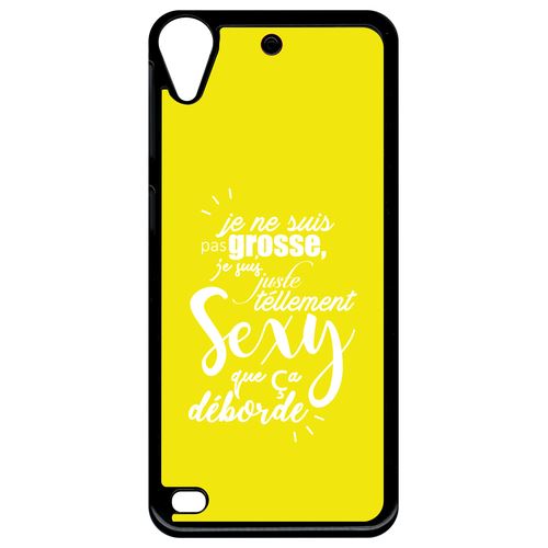 Coque htc desire 630 je ne suis pas grosse fond jaune