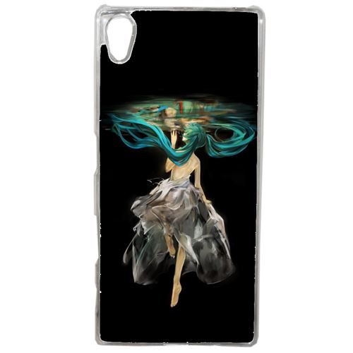 Coque Manga Fille Cheveux Bleu Compatible Sony Xperia Z4 Transparent