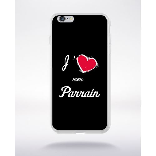 Coque J'aime Mon Parrain Fond Noir Compatible Iphone 6 Transparent