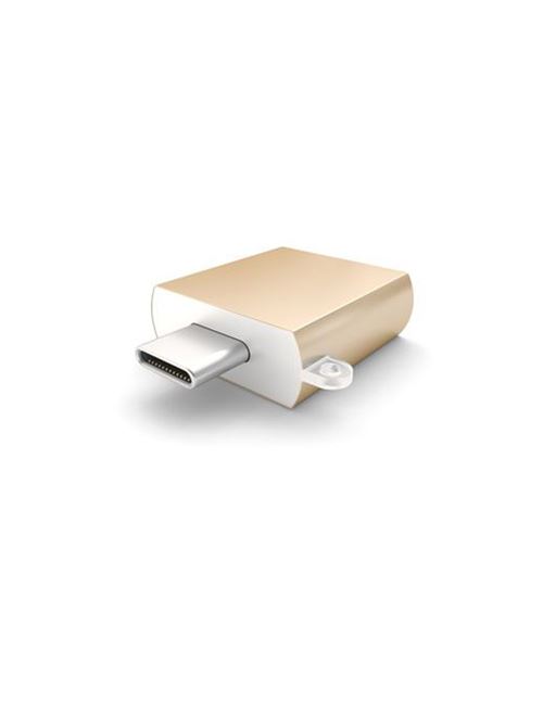 Adaptateur Satechi USB type C Mâle vers USB 3.0 femelle Charge & Synchro Or