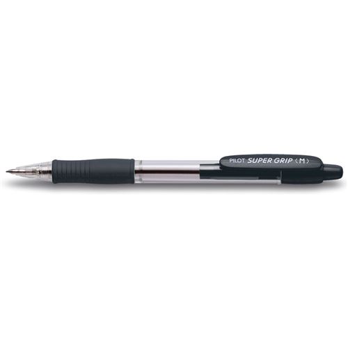 PILOT Stylo &agrave; bille r&eacute;tractable SUPER GRIP M, noir