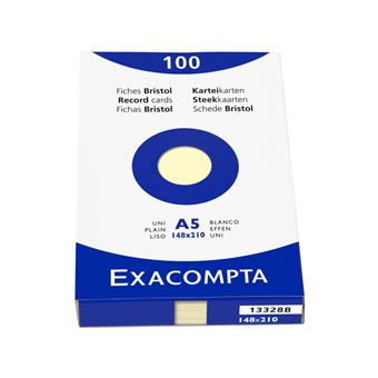 EXACOMPTA Fiches bristol, A5, uni, jaune - 1