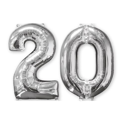 ballon chiffre 20 argent 66cm