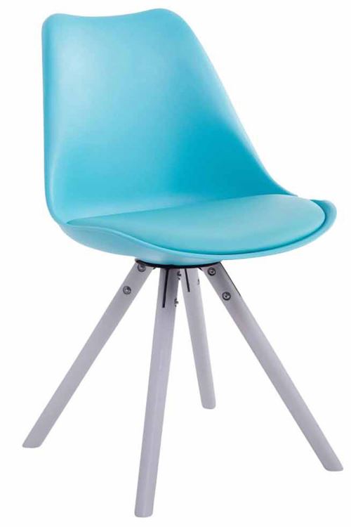 Chaise Toulouse similicuir piétement rond , Bleu/Bois de chêne Blanc