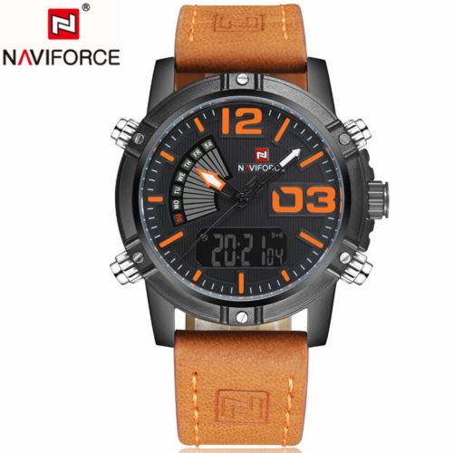 Quartz Numérique Orange+Noir Montre Homme