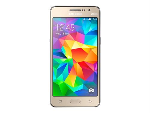 Samsung Galaxy Grand Prime - 4G smartphone - RAM 1 Go / Mémoire interne 8 Go - microSD slot - Écran LCD - 5"" - 960 x 540 pixels - rear camera 8 MP - front camera 5 MP - or État correct - Samsung reconditionné disponible sur Fnac