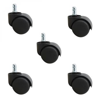 Lot de 5 roulettes pivotantes pour tabouret ou chaise de bureau - Noir - 1