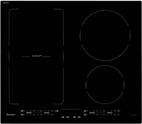 Sauter SPI6467B - Table de cuisson à induction - 3 plaques de cuisson - Niche - largeur : 56 cm - profondeur : 49 cm - noir - avec avant biseauté