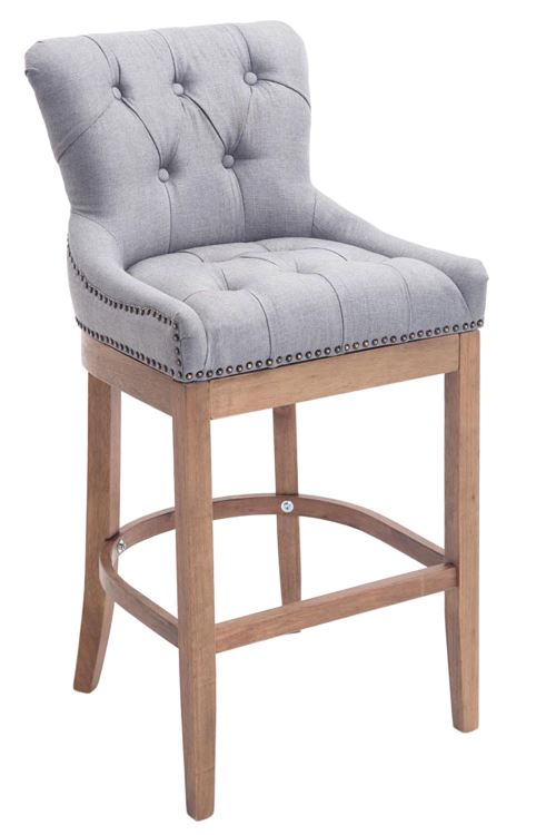 Tabouret de bar lakewood tissu pi&egrave;tement antique clair , gris clair
