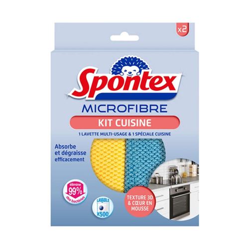 Generique Jaune/Bleu Lot De 2 Lavettes Microfibre "Cuisine" & - Image 3