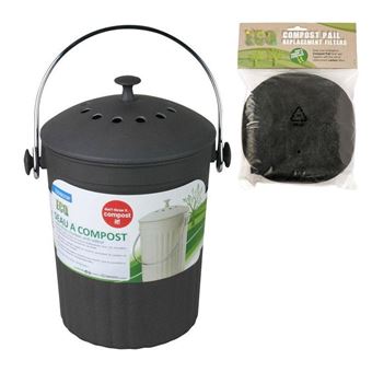 Composteur, bac, poubelle à compost de cuisine - 5 l - inox LINXOR