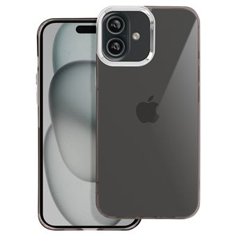 Coque pour iPhone 16 Souple Finition Fumée Contour Caméra Métallisé Avizar Noir - 1