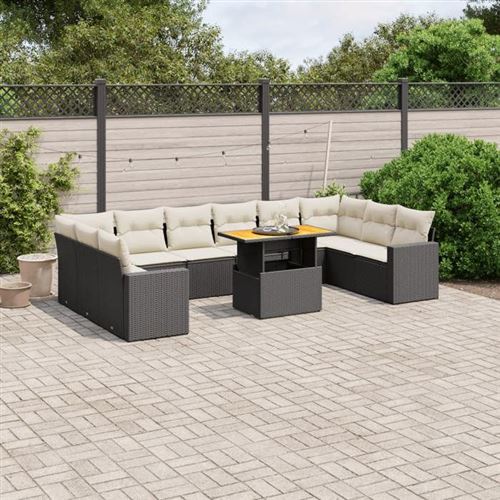 Non Communiqué Noir Vidaxl Salon De Jardin Avec Coussins 11 Pcs, Canapés De Terrasse, Ensemble De Meubles De Patio, Mobilier D'extérieur, 3271483