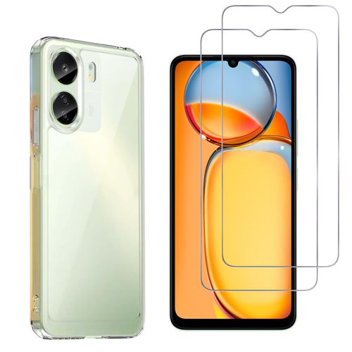 Coque TPU Transparente + Film Verre Trempé Pour Xiaomi Redmi 12 / 12C / 13C - Protection Complète Neuve