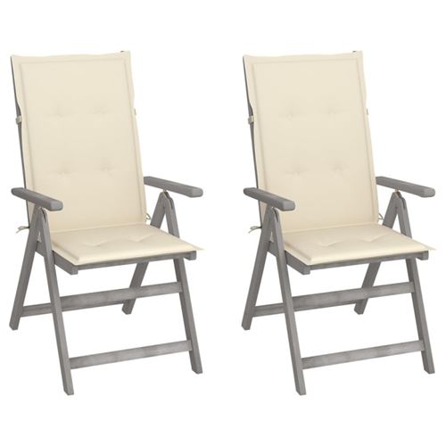 VIDAXL - Lot de 2 chaises de jardin - Bois d'acacia - Gris - 110 cm - Image 3