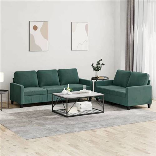 Non Communiqué Vert Vidaxl Ensemble De Canapés 2 Pcs Avec Coussins Foncé Velours