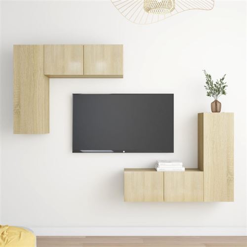 Non Communiqué Brun Ensemble De Meubles Tv 4 Pcs Chêne Sonoma Bois D Ingénierie