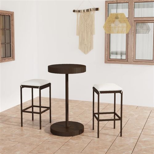 Vidaxl Marron Salon De Jardin Resine Tressee 3 Pieces 2 Personnes - Image 2