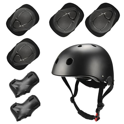 Kit de Protection Enfant Noir 7 pcs Pour Sport à Plein Air de 3 à 14 ans