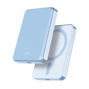 Force Power - Banque d'alimentation sans fil - magnetique, MagSafe, Qi, garantie à vie - lithium ion / lithium polymère - 5000 mAh - 15 Watt - 3 A (USB-C) - sur le câble : USB-C - bleu métallisé - 1