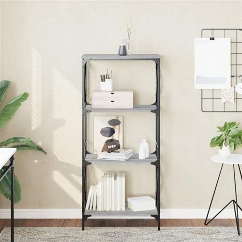 Vidaxl Gris Bibliothèque À 4 Niveaux - 59X35x132 Cm - Image 3